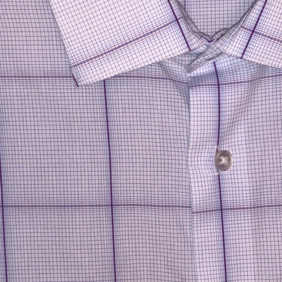 Calvin Klein Purple Windowpane Dress Shirt, 17 - Picture 4 of 5
